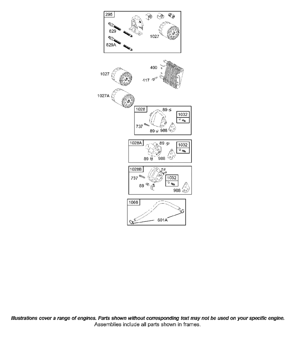 Oil Group Diagram and Parts List for 42A707-2240-XX  Briggs and Stratton Engine